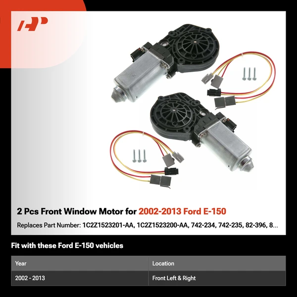 2 Pcs Front Window Motor for 2002-2013 Ford E-150