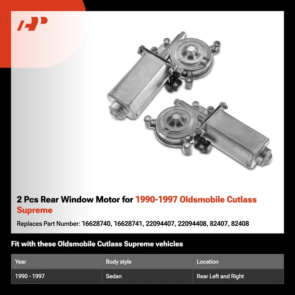 2 Pcs Rear Window Motor for 1990-1997 Oldsmobile Cutlass Supreme