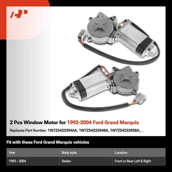 2 Pcs Window Motor for 1992-2004 Ford Grand Marquis