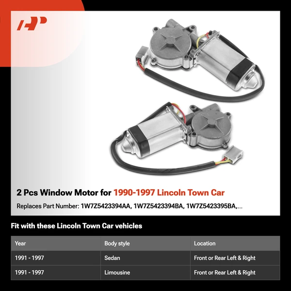 2 Pcs Window Motor for 1990-1997 Lincoln Town Car