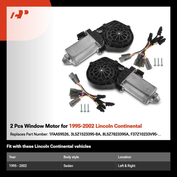 2 Pcs Window Motor for 1995-2002 Lincoln Continental