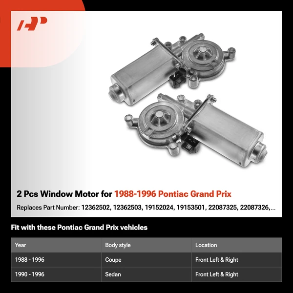 2 Pcs Window Motor for 1988-1996 Pontiac Grand Prix