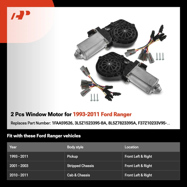 2 Pcs Window Motor for 1993-2011 Ford Ranger