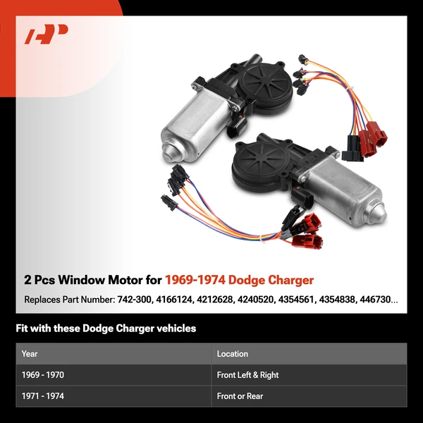 2 Pcs Window Motor for 1969-1974 Dodge Charger