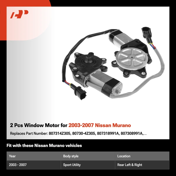 2 Pcs Window Motor for 2003-2007 Nissan Murano