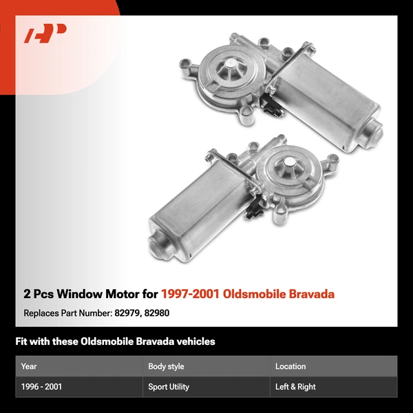 2 Pcs Window Motor for 1997-2001 Oldsmobile Bravada
