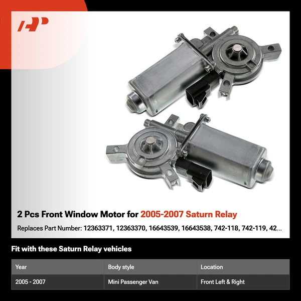 2 Pcs Front Window Motor for 2005-2007 Saturn Relay