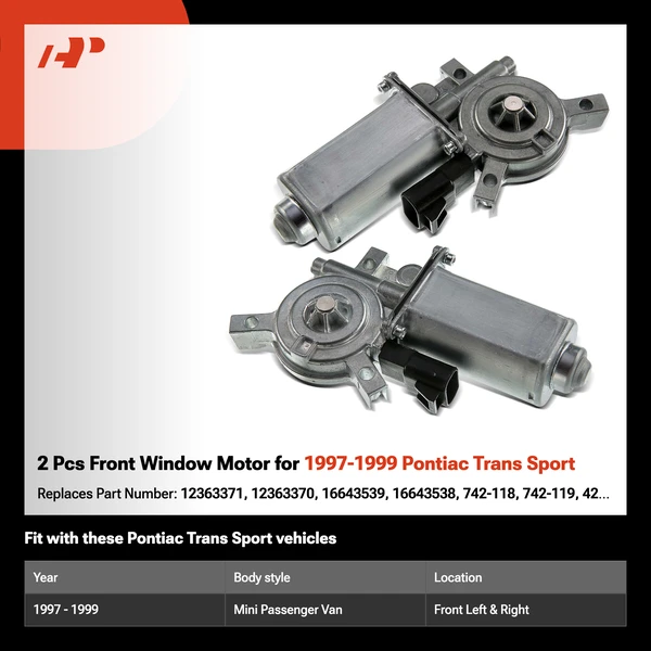 2 Pcs Front Window Motor for 1997-1999 Pontiac Trans Sport