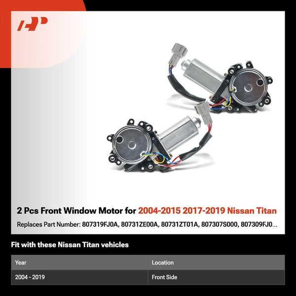 2 Pcs Front Window Motor for 2004-2015 2017-2019 Nissan Titan