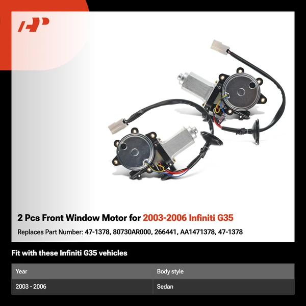 2 Pcs Front Window Motor for 2003-2006 Infiniti G35