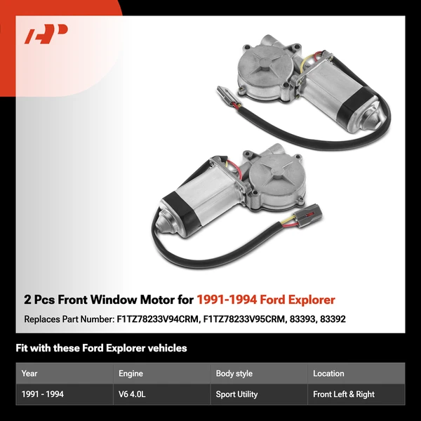 2 Pcs Front Window Motor for 1991-1994 Ford Explorer