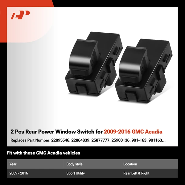 2 Pcs Rear Power Window Switch for 2009-2016 GMC Acadia