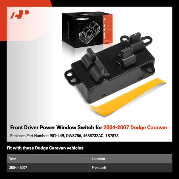 Front Driver Power Window Switch for 2004-2007 Dodge Caravan