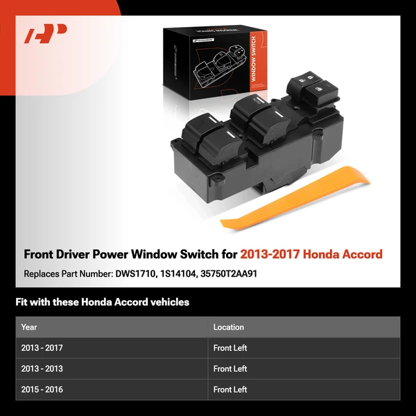 Front Driver Power Window Switch for 2013-2017 Honda Accord