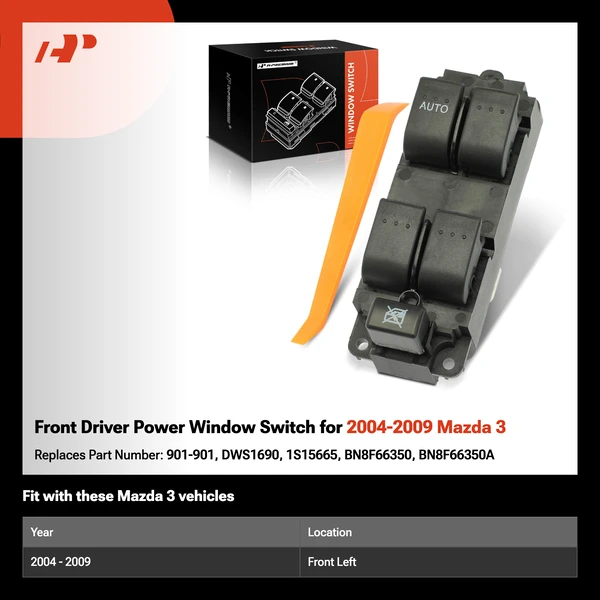 Front Driver Power Window Switch for 2004-2009 Mazda 3
