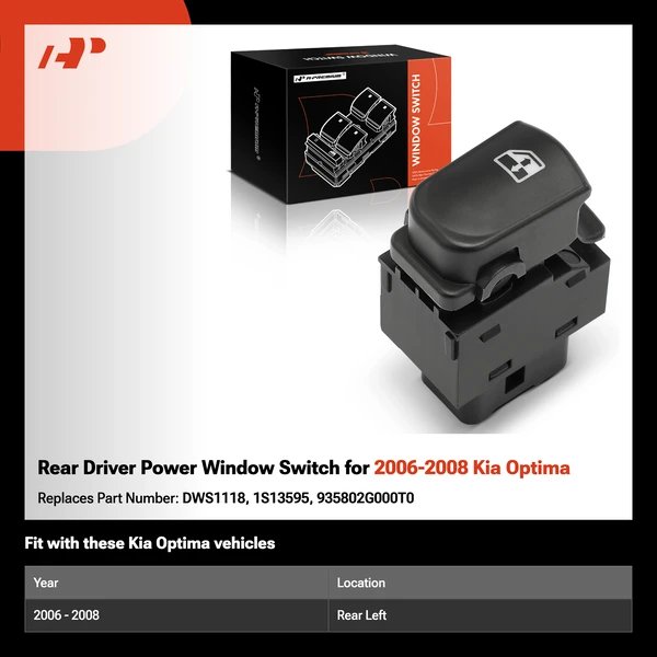 Rear Driver Power Window Switch for 2006-2008 Kia Optima
