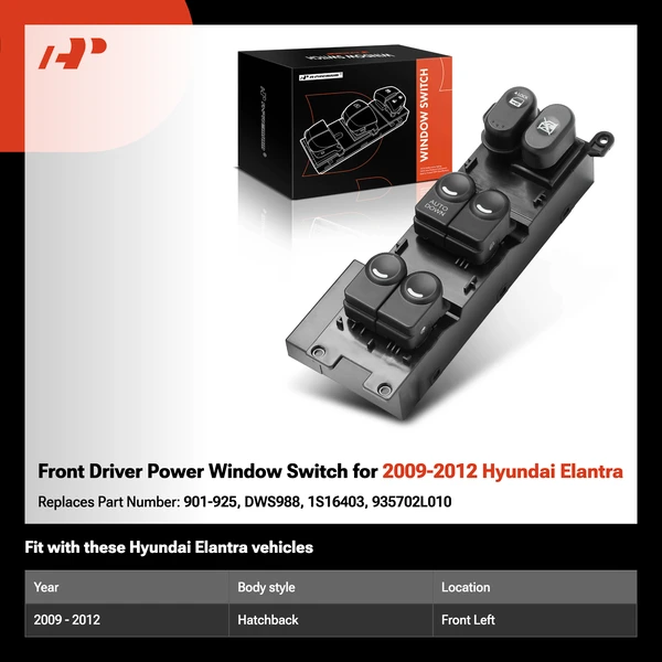 Front Driver Power Window Switch for 2009-2012 Hyundai Elantra
