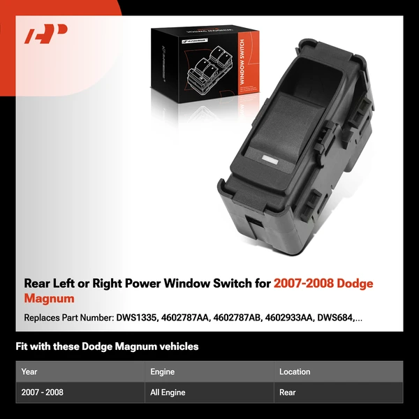Rear Left or Right Power Window Switch for 2007-2008 Dodge Magnum
