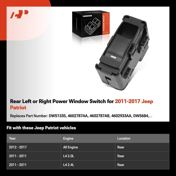 Rear Left or Right Power Window Switch for 2011-2017 Jeep Patriot