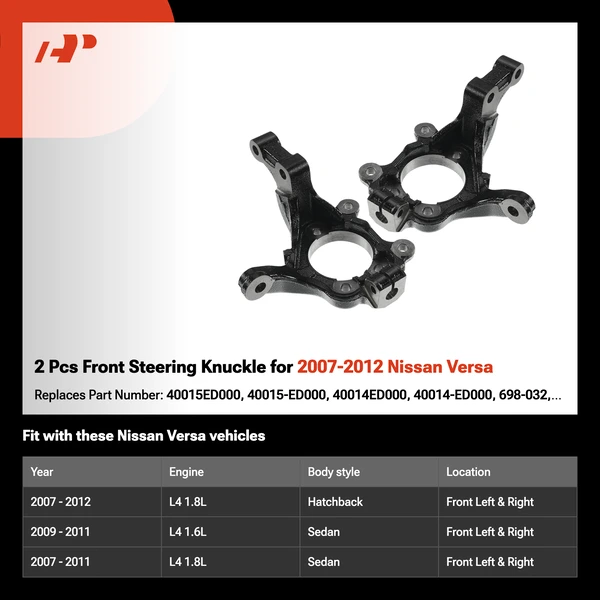 2 Pcs Front Steering Knuckle for 2007-2012 Nissan Versa