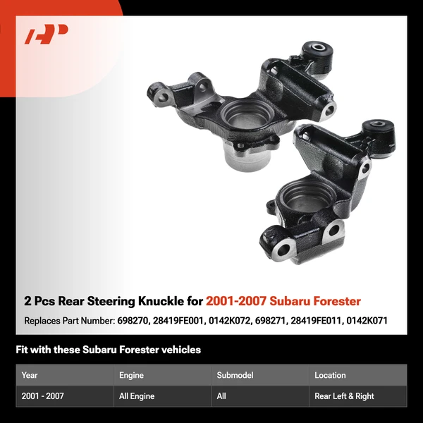 2 Pcs Rear Steering Knuckle for 2001-2007 Subaru Forester