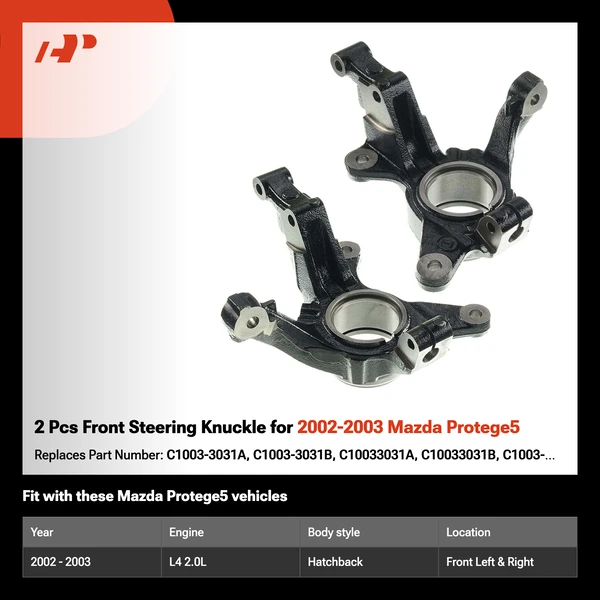 2 Pcs Front Steering Knuckle for 2002-2003 Mazda Protege5