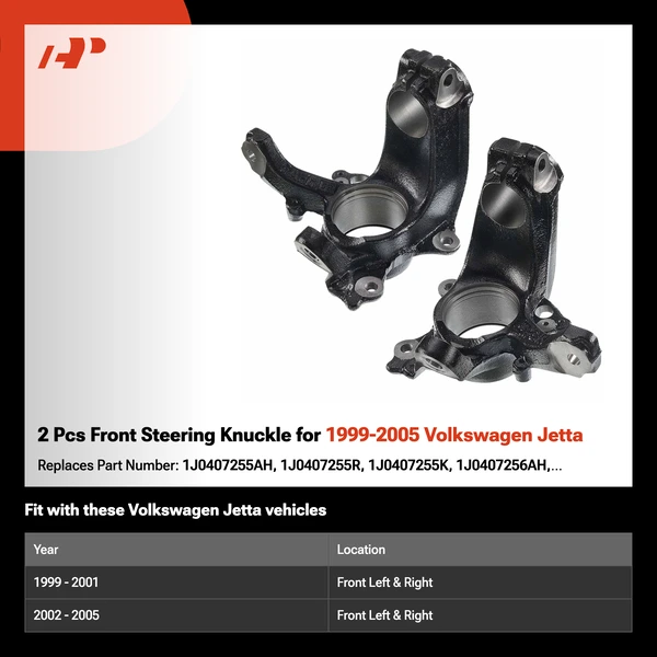 2 Pcs Front Steering Knuckle for 1999-2005 Volkswagen Jetta