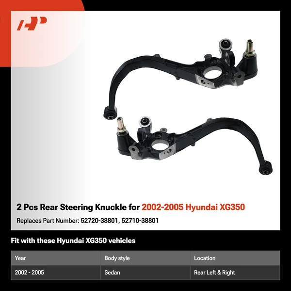 2 Pcs Rear Steering Knuckle for 2002-2005 Hyundai XG350