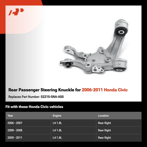 Rear Passenger Steering Knuckle for 2006-2011 Honda Civic