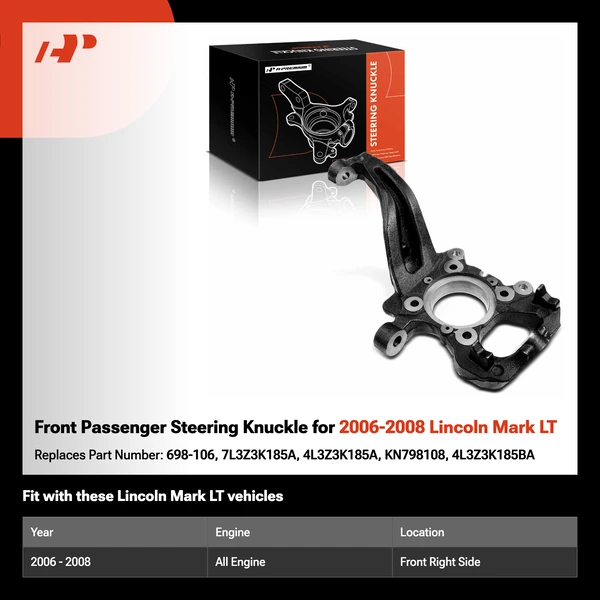 Front Passenger Steering Knuckle for 2006-2008 Lincoln Mark LT