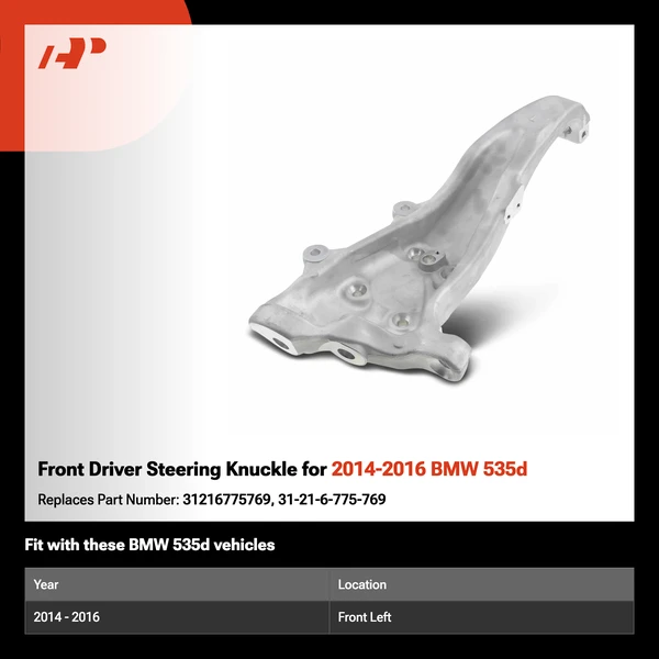 Front Driver Steering Knuckle for 2014-2016 BMW 535d