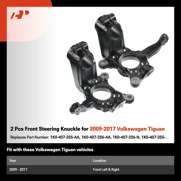2 Pcs Front Steering Knuckle for 2009-2017 Volkswagen Tiguan