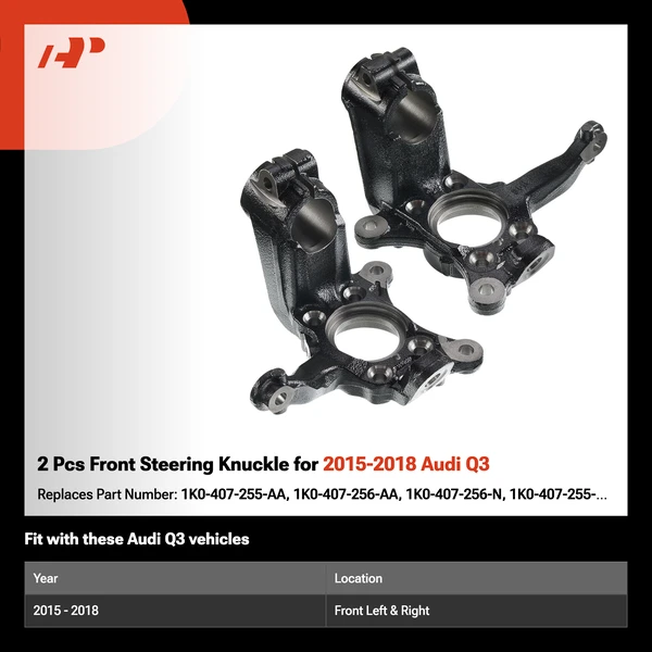 2 Pcs Front Steering Knuckle for 2015-2018 Audi Q3