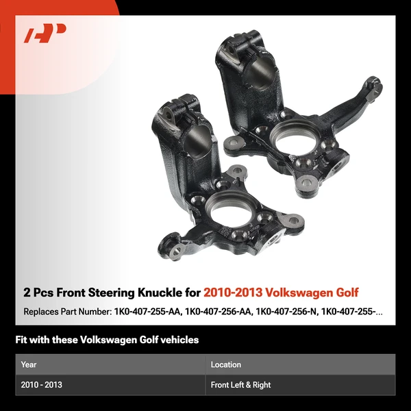 2 Pcs Front Steering Knuckle for 2010-2013 Volkswagen Golf