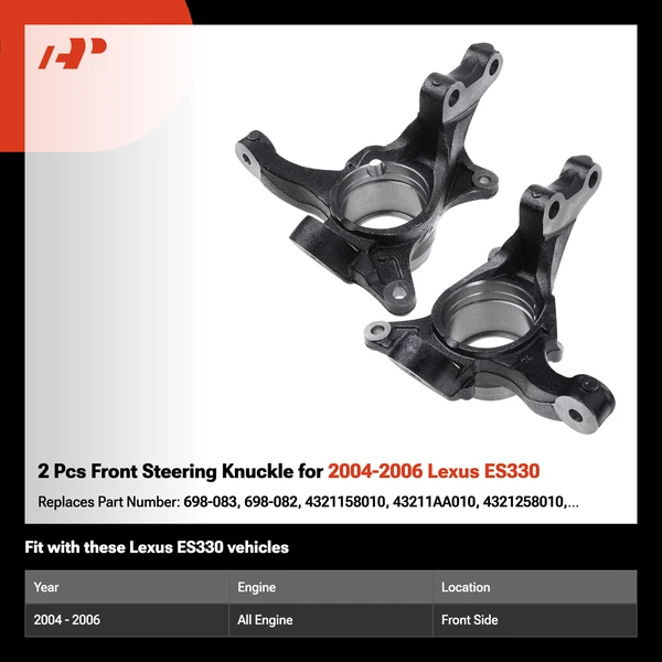 2 Pcs Front Steering Knuckle for 2004-2006 Lexus ES330