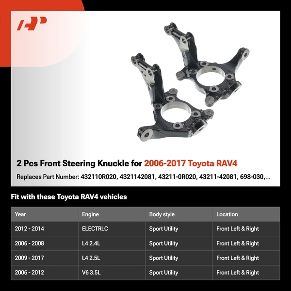 2 Pcs Front Steering Knuckle for 2006-2017 Toyota RAV4