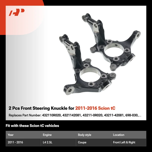 2 Pcs Front Steering Knuckle for 2011-2016 Scion tC