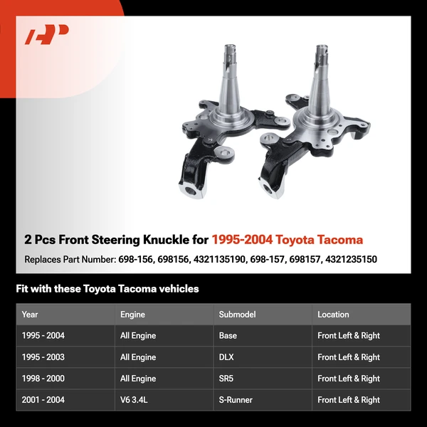 2 Pcs Front Steering Knuckle for 1995-2004 Toyota Tacoma