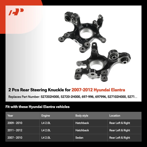 2 Pcs Rear Steering Knuckle for 2007-2012 Hyundai Elantra