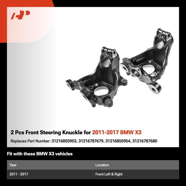 2 Pcs Front Steering Knuckle for 2011-2017 BMW X3