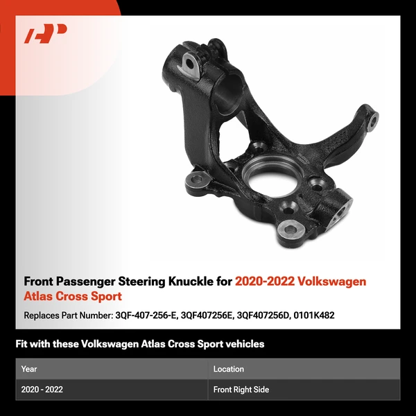 Front Passenger Steering Knuckle for 2020-2022 Volkswagen Atlas Cross Sport