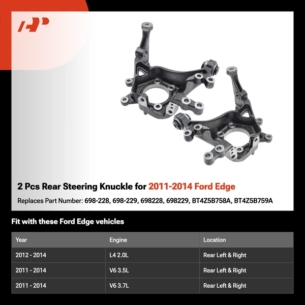 2 Pcs Rear Steering Knuckle for 2011-2014 Ford Edge