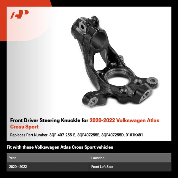Front Driver Steering Knuckle for 2020-2022 Volkswagen Atlas Cross Sport