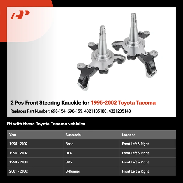 2 Pcs Front Steering Knuckle for 1995-2002 Toyota Tacoma
