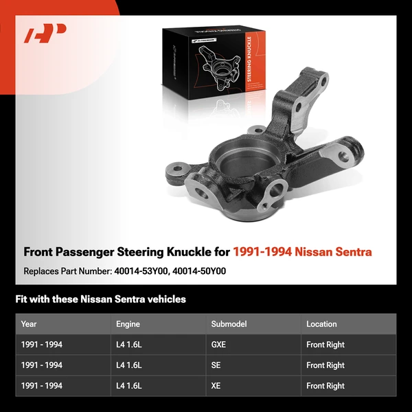 Front Passenger Steering Knuckle for 1991-1994 Nissan Sentra