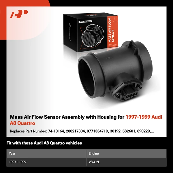Mass Air Flow Sensor Assembly with Housing for 1997-1999 Audi A8 Quattro