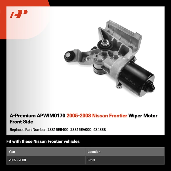 A-Premium APWIM0170 2005-2008 Nissan Frontier Wiper Motor Front Side
