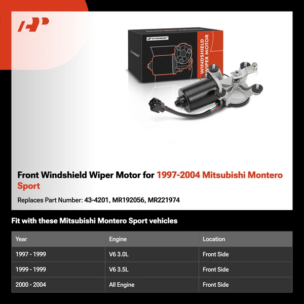 Front Windshield Wiper Motor for 1997-2004 Mitsubishi Montero Sport