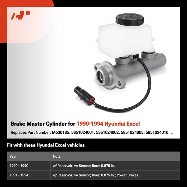 Brake Master Cylinder for 1990-1994 Hyundai Excel