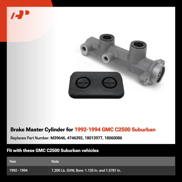 Brake Master Cylinder for 1992-1994 GMC C2500 Suburban